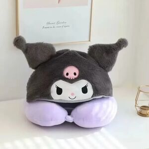 Sanrio Kuromi Plush Hat and Pillow Set - Black and Lavender